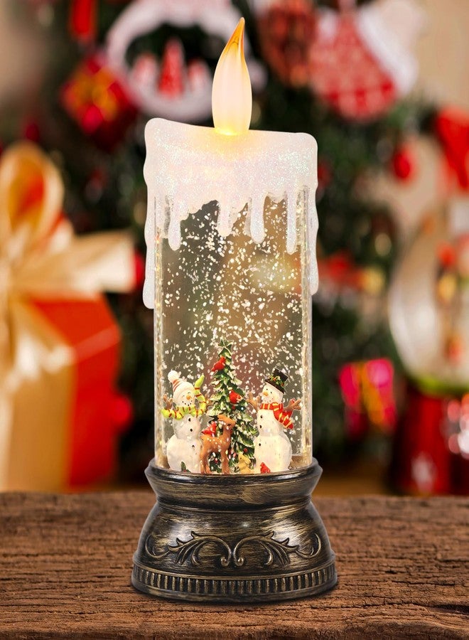 GenSwin كرات ثلجية لعيد الميلاد من جينسوين مع موسيقى وكابل USB قابل لإعادة الشحن ومؤقت، قطعة واحدة من فانوس صندوق موسيقي لعيد الميلاد مع مشهد رجل ثلج وغزال ثلجي لتزيين طاولات عيد الميلاد الداخلية. - Image 1